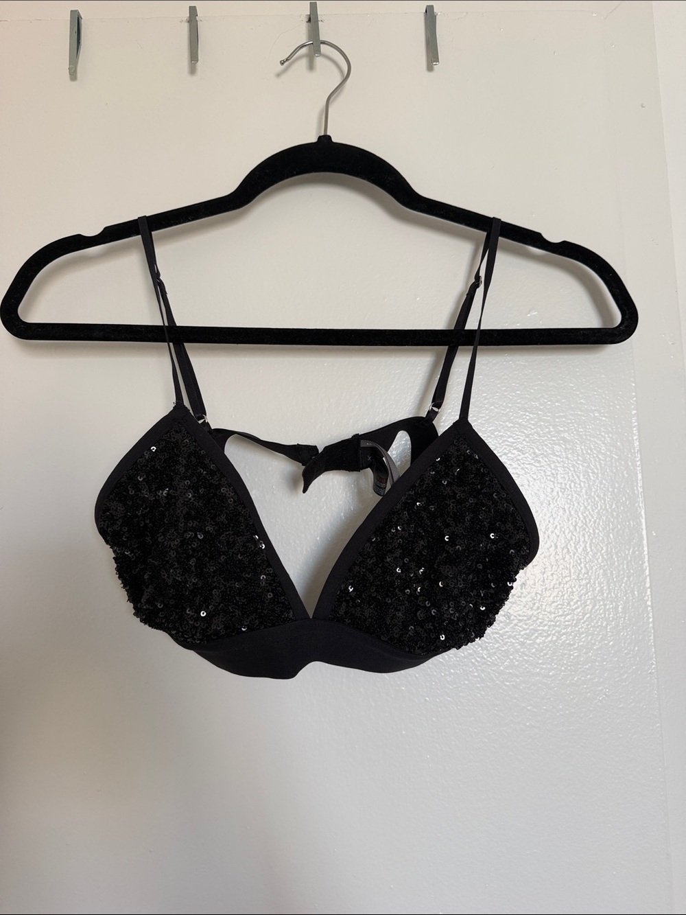Anthropologie Black Sequin Bralette